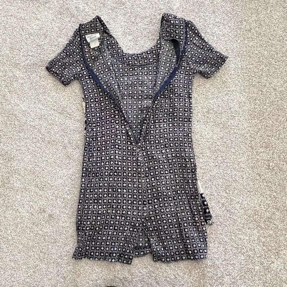 Vintage 90s Stuart Alan Boho Split Hem Geometric Floral Henley Button Dress P6 - Picture 11 of 13